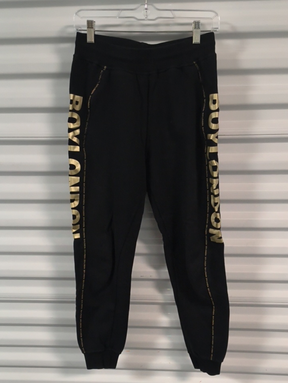 BOY London Men's Black Gold Lettering Cuffed Joggers Size Small